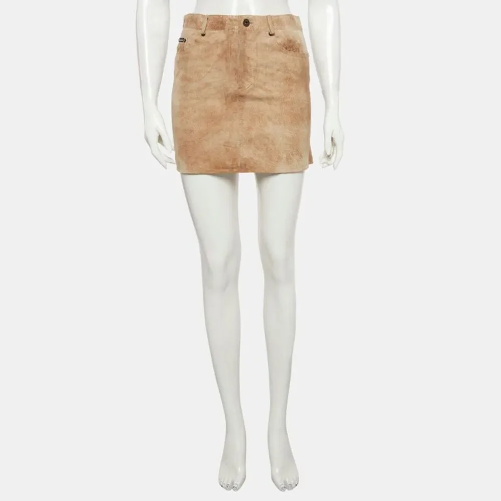D&g Beige Suede Mini Skirt S - Picture 2 of 6